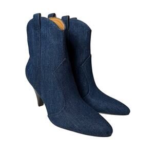 Marc Fisher NEW Carissa Pull On Boots Blue Denim Women’s Size 7 Western Y2K